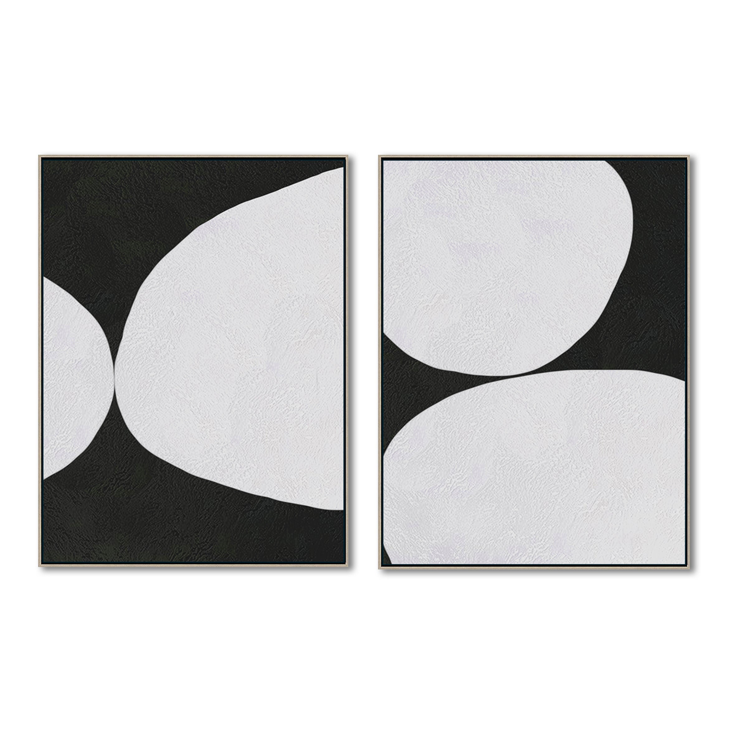 Black & white duo textured hot abstract minimalist wall decor painting set