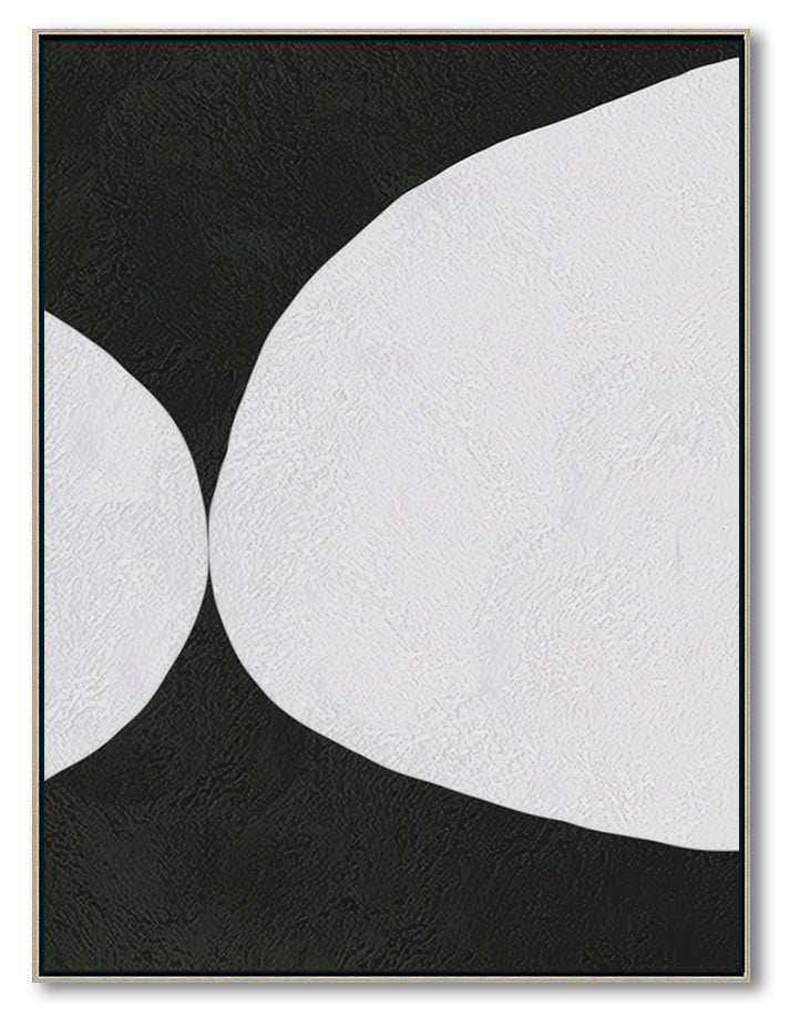 Minimalist Abstract Canvas Wall Art, Original Oil Painting, Black and White Living Room Wall Art Decor no. 43