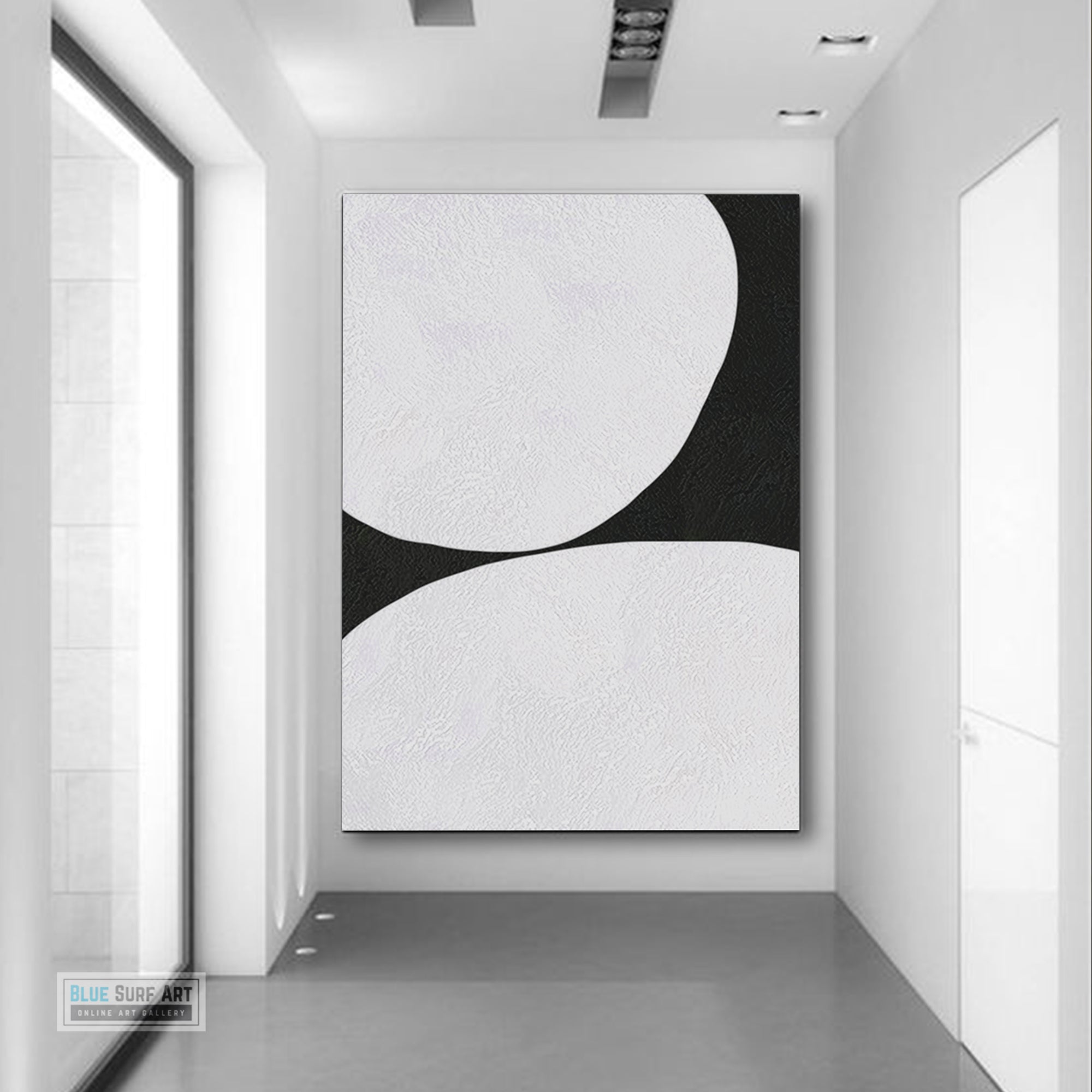 Minimalist Large Abstract Canvas Wall Art, Original Oil Painting, Black and White Living Room Wall Art Decor no. 44