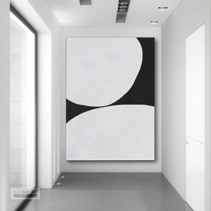 Minimalist Large Abstract Canvas Wall Art, Original Oil Painting, Black and White Living Room Wall Art Decor no. 44