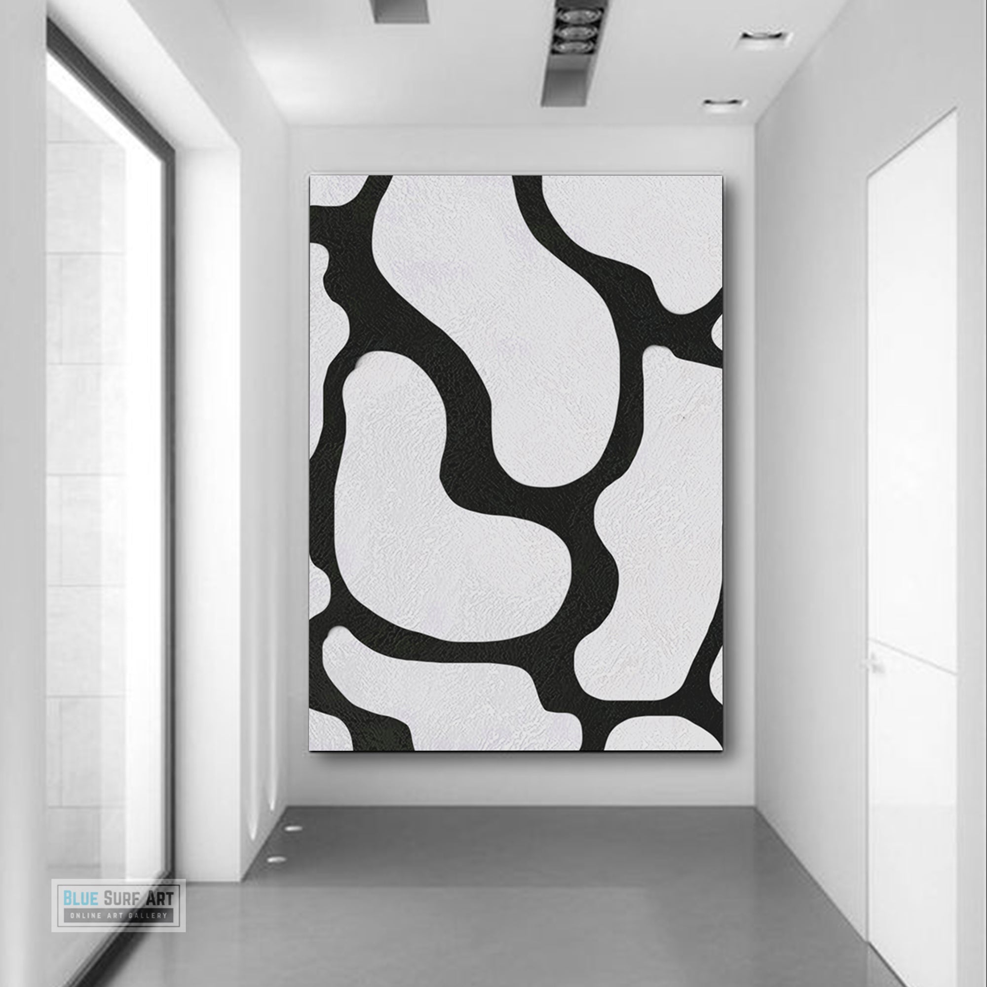Large Abstract Canvas Wall Art, Original Oil Painting, Black and White Living Room Wall Art Decor no. 45