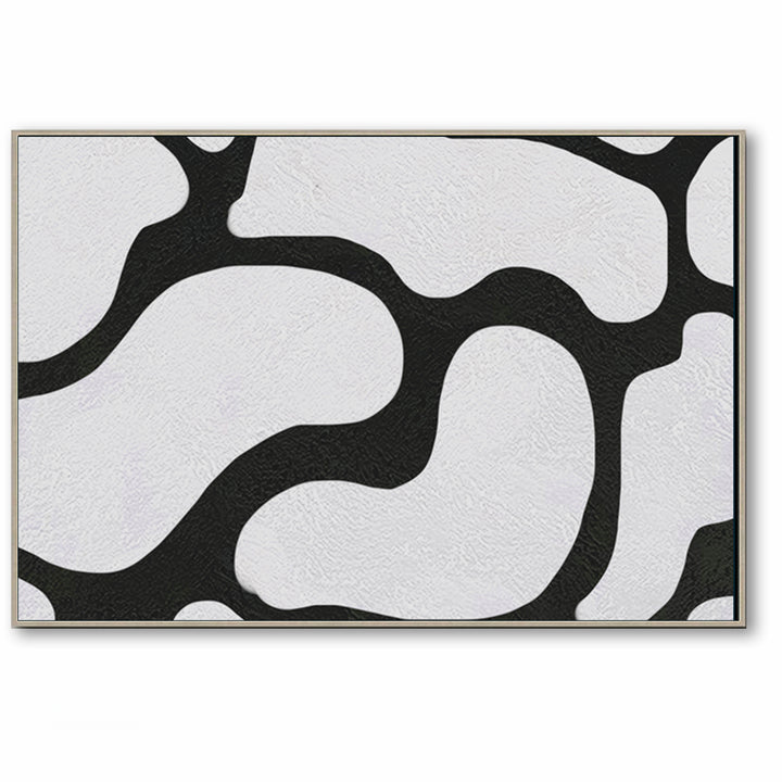 Large Abstract Canvas Wall Art, Original Oil Painting, Black and White Living Room Wall Art Decor no. 45