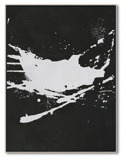 Oversized Abstract Canvas Wall Art, Original Oil Painting, Splash Black and White Living Room Wall Art Decor no. 46