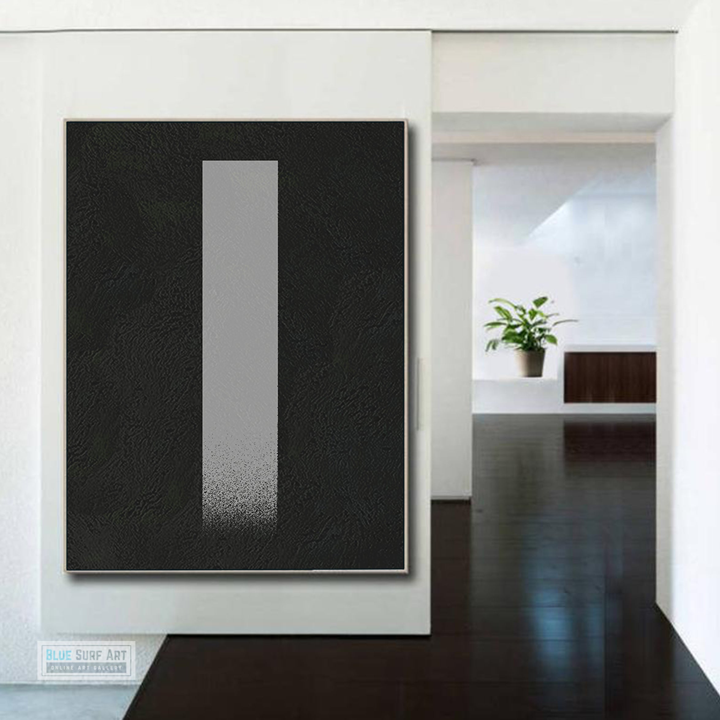 Oversized Abstract Canvas Wall Art, Original Oil Painting, Minimalist Black and White Living Room Wall Art Decor no. 47