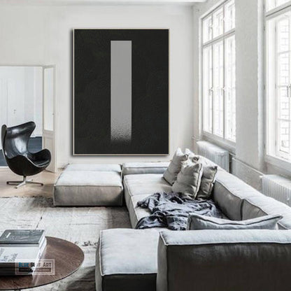 Oversized Abstract Canvas Wall Art, Original Oil Painting, Minimalist Black and White Living Room Wall Art Decor no. 47
