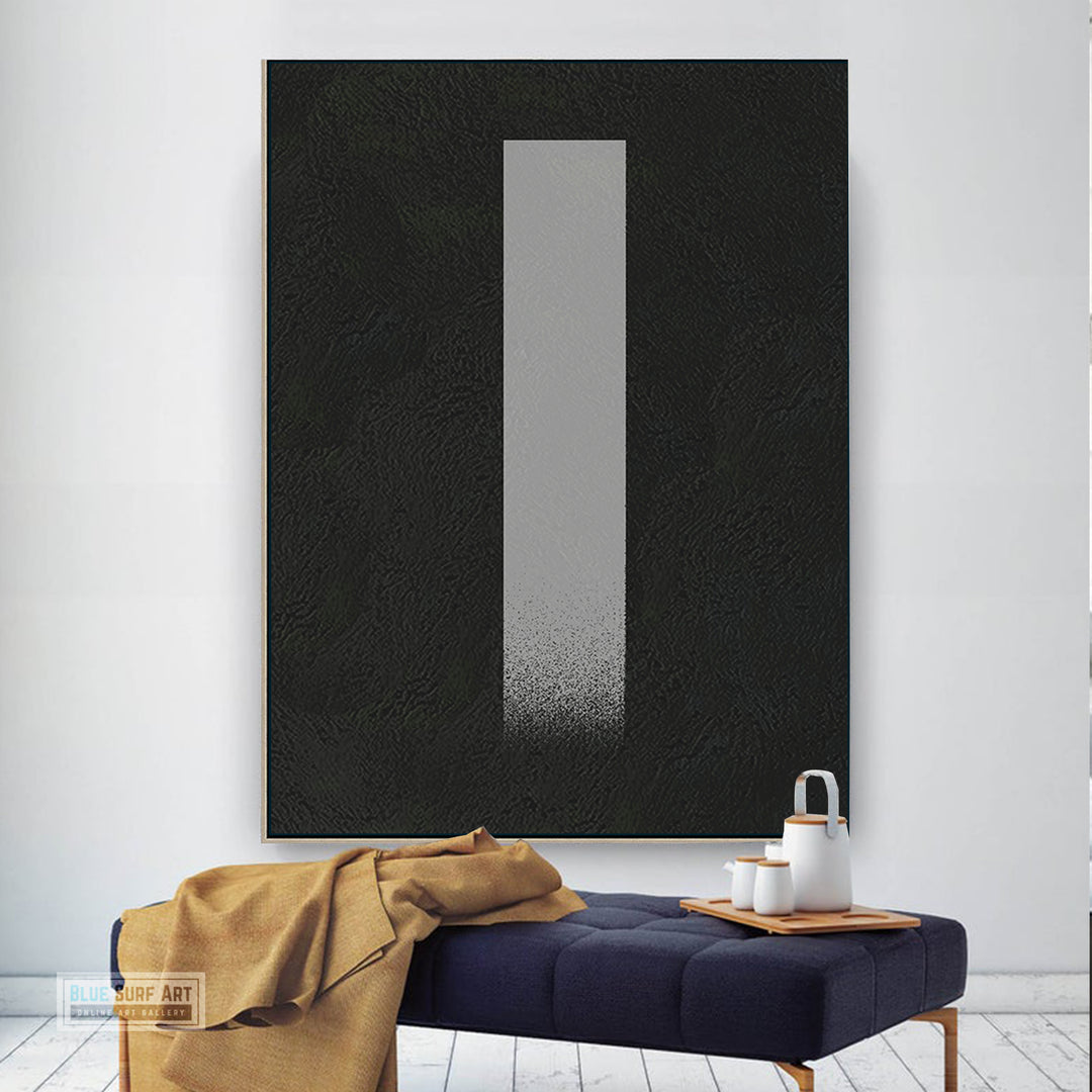 Oversized Abstract Canvas Wall Art, Original Oil Painting, Minimalist Black and White Living Room Wall Art Decor no. 47