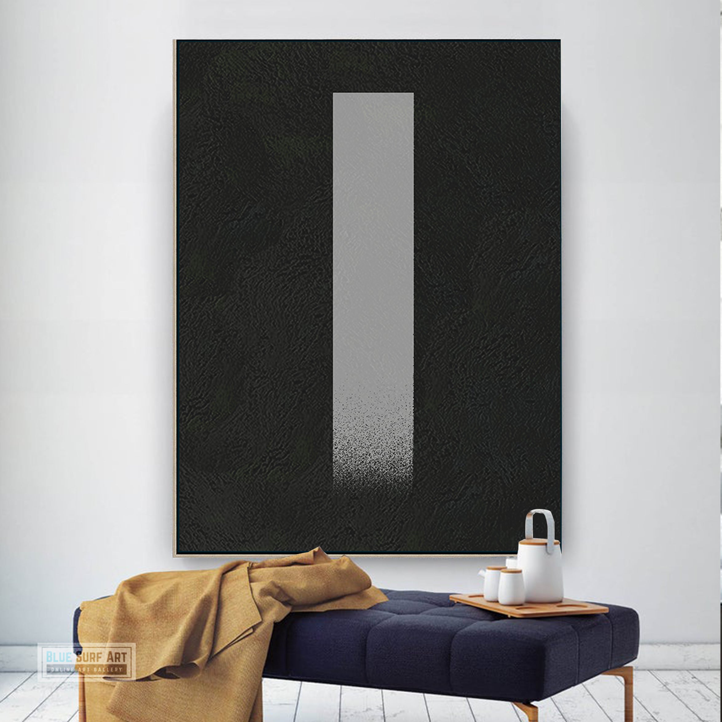 Oversized Abstract Canvas Wall Art, Original Oil Painting, Minimalist Black and White Living Room Wall Art Decor no. 47
