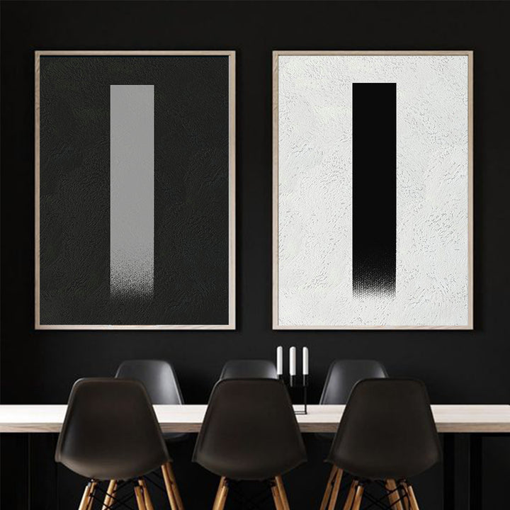 Large Duo Abstract Canvas Art, Original Oil Painting, Black & White Wall Art, Contemporary Modern Art Decor, Living Room Wall Decor