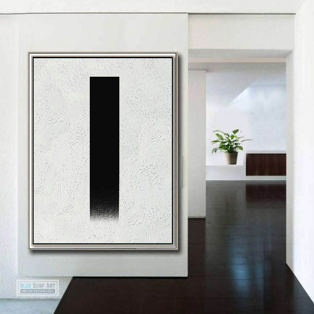 Oversized Abstract Canvas Wall Art, Original Oil Painting, Minimalist Black and White Living Room Wall Art Decor no. 48