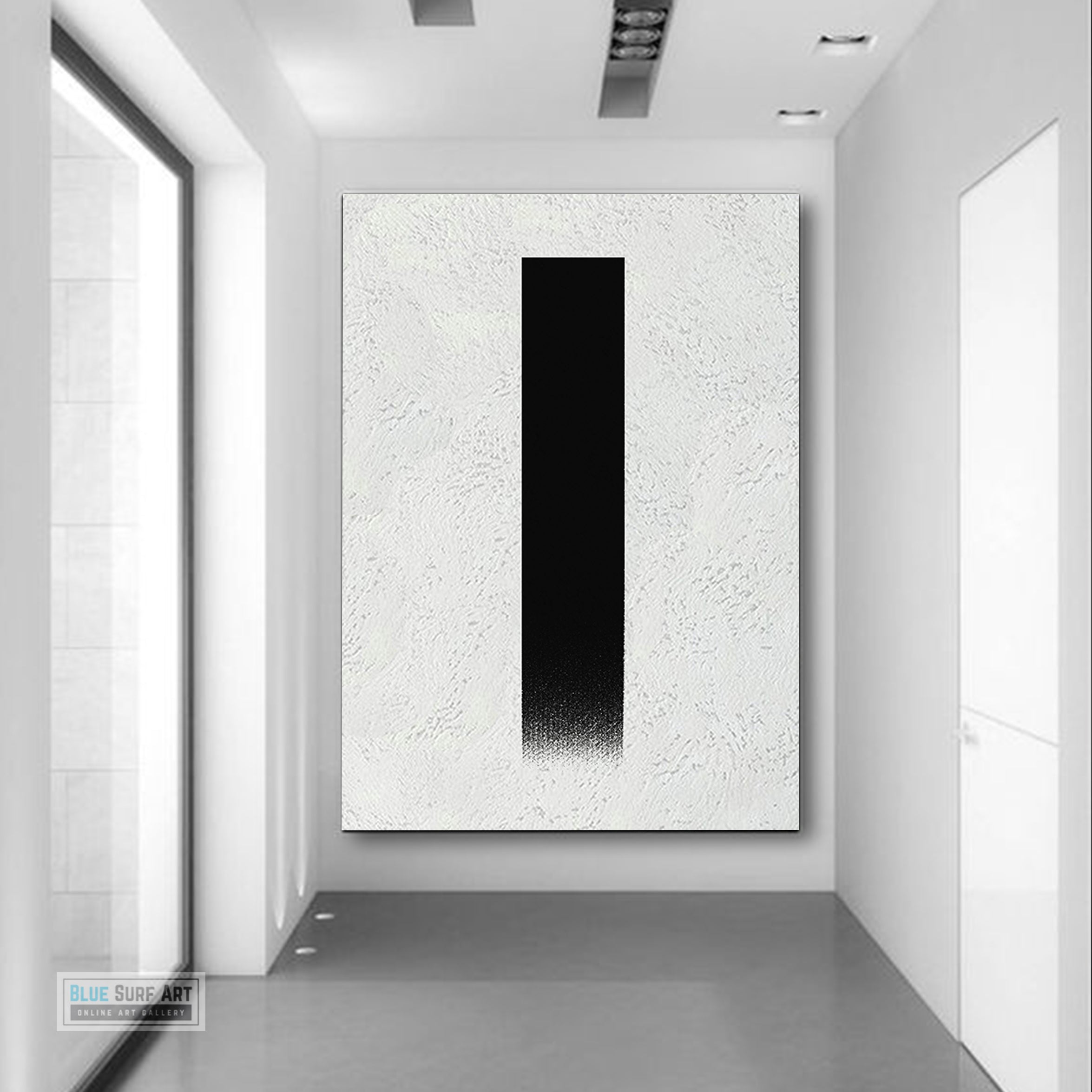 Oversized Abstract Canvas Wall Art, Original Oil Painting, Minimalist Black and White Living Room Wall Art Decor no. 48
