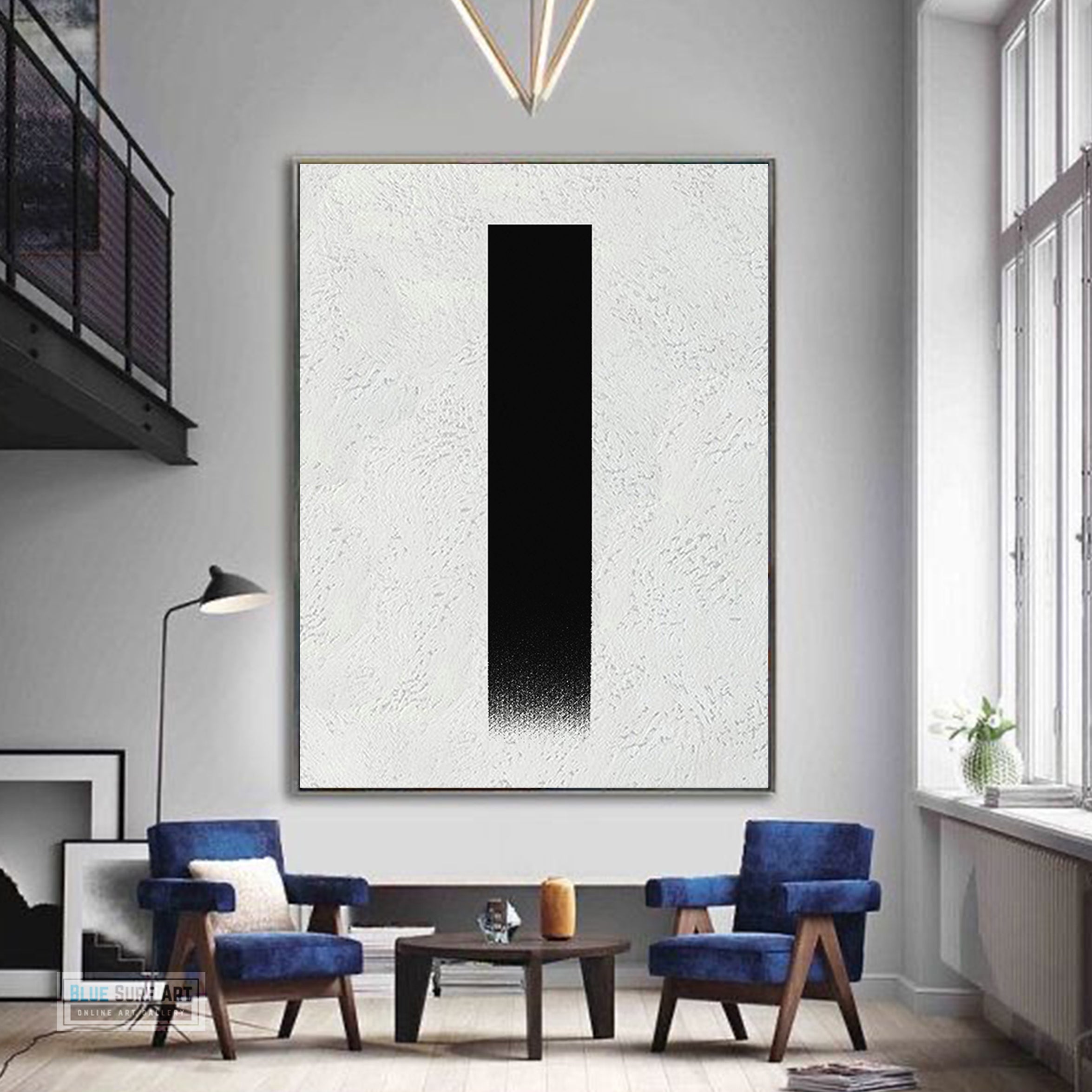 Oversized Abstract Canvas Wall Art, Original Oil Painting, Minimalist Black and White Living Room Wall Art Decor no. 48