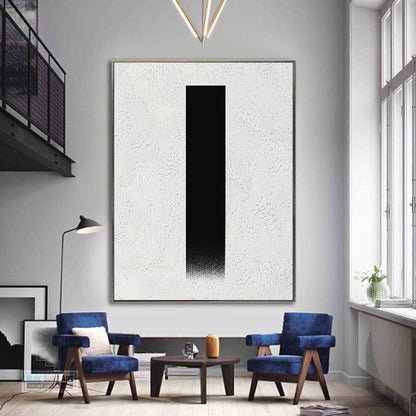 Oversized Abstract Canvas Wall Art, Original Oil Painting, Minimalist Black and White Living Room Wall Art Decor no. 48