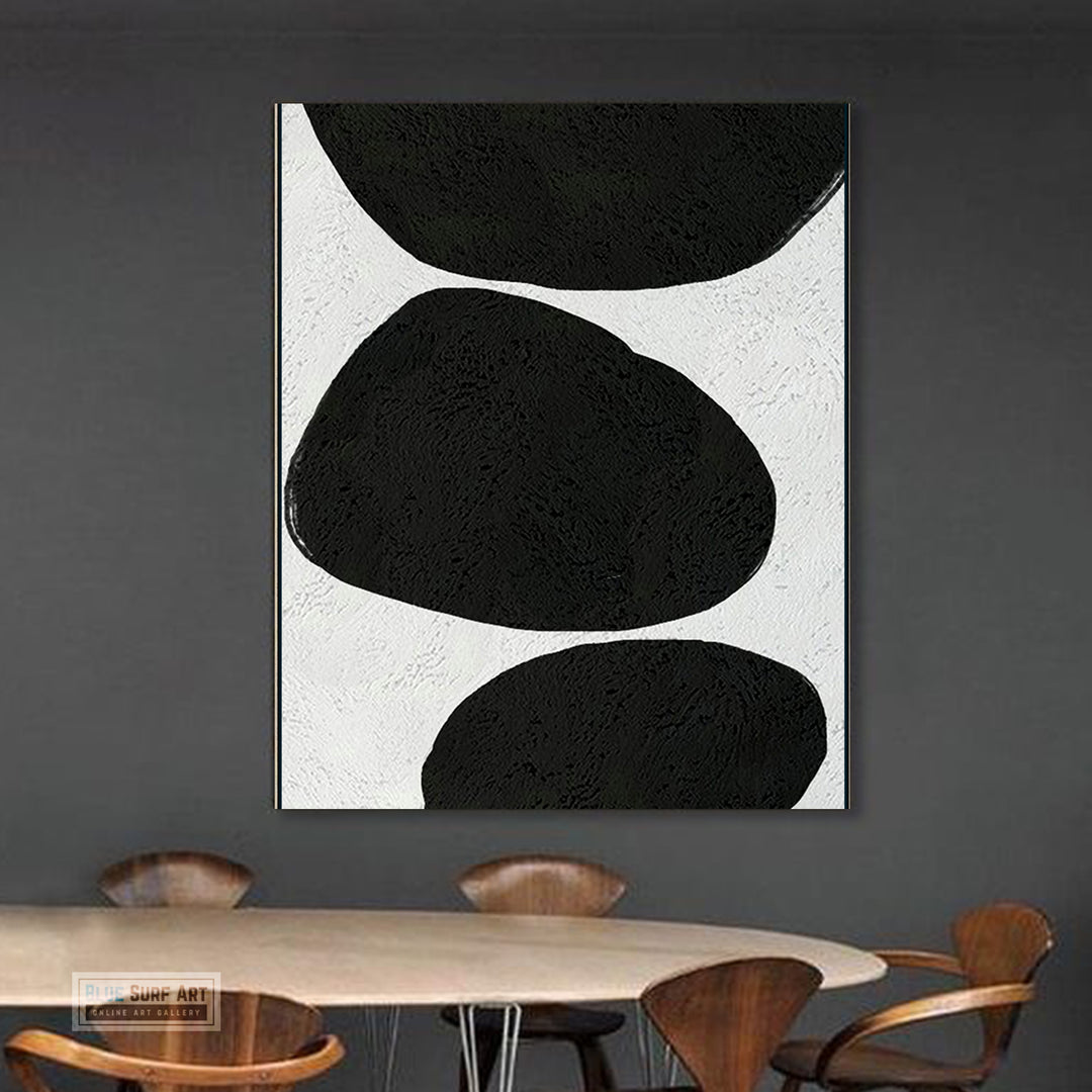 Oversized Abstract Canvas Wall Art, Original Oil Painting, Minimalist Black and White Living Room Wall Art Decor no. 49