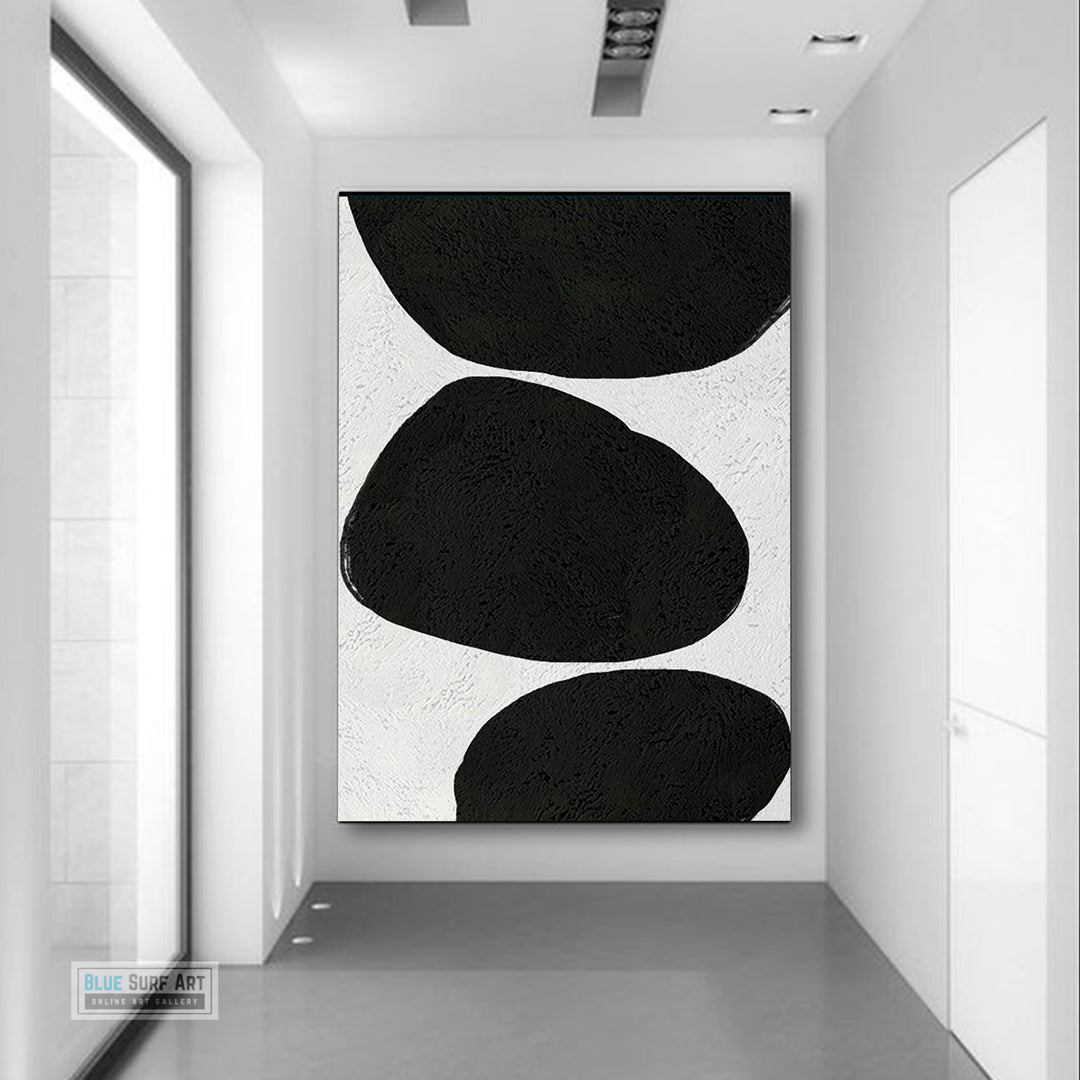 Oversized Abstract Canvas Wall Art, Original Oil Painting, Minimalist Black and White Living Room Wall Art Decor no. 49