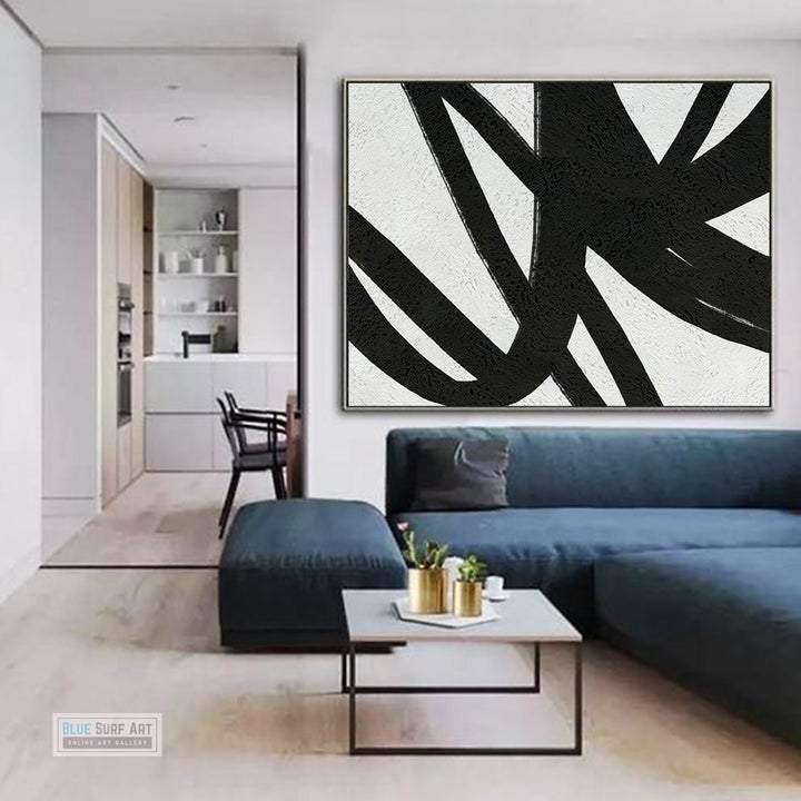Large Abstract Canvas Art, Original Oil Painting, Black & White Wall Art, Contemporary Modern Art Decor