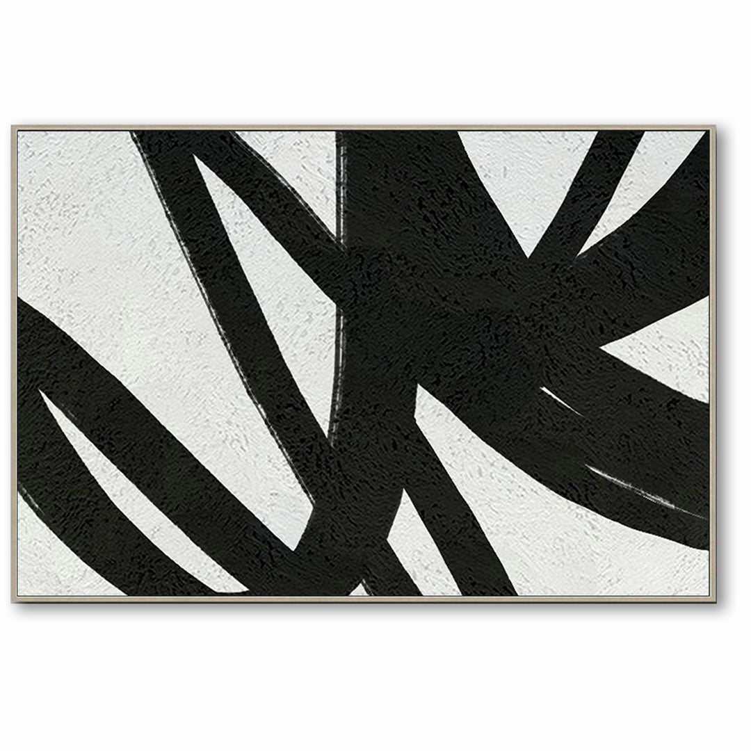 Large Abstract Canvas Art, Original Oil Painting, Black & White Wall Art, Contemporary Modern Art Decor