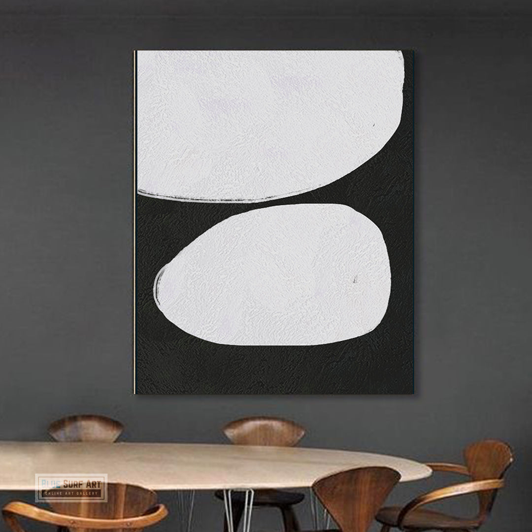 Large Abstract Canvas Wall Art, Original Oil Painting, Minimalist Modern Black and White Living Room Wall Art Decor no. 51