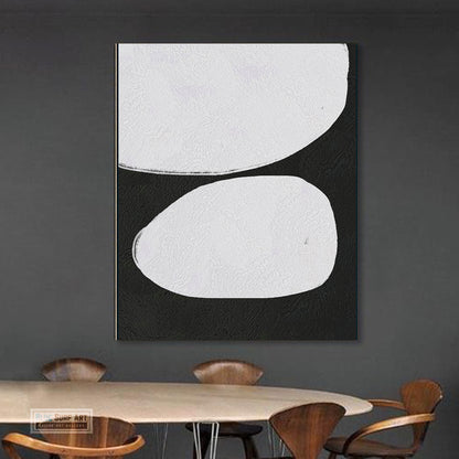 Large Abstract Canvas Wall Art, Original Oil Painting, Minimalist Modern Black and White Living Room Wall Art Decor no. 51
