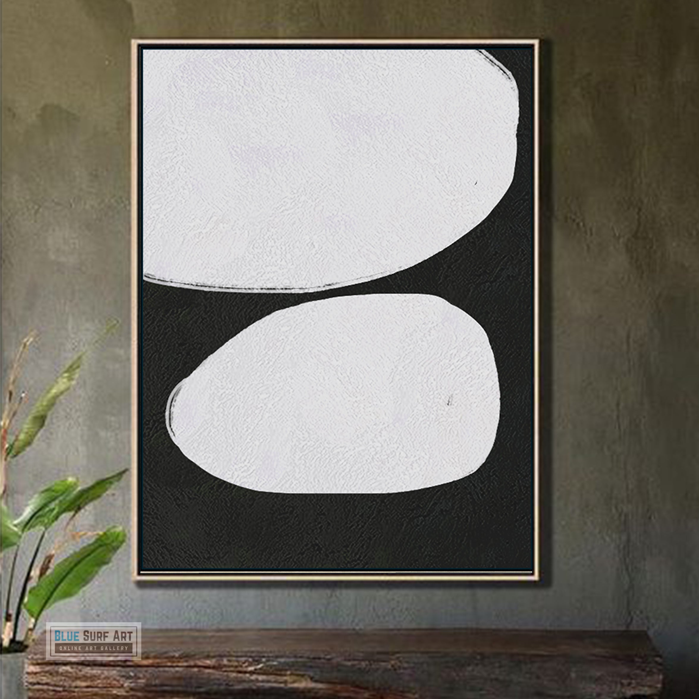 Large Abstract Canvas Wall Art, Original Oil Painting, Minimalist Modern Black and White Living Room Wall Art Decor no. 51