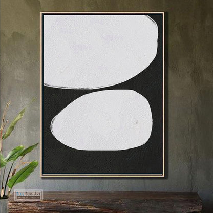 Large Abstract Canvas Wall Art, Original Oil Painting, Minimalist Modern Black and White Living Room Wall Art Decor no. 51