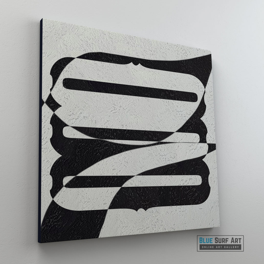 Large Abstract Painting, Oversized Black and White Wall Art Painting 2