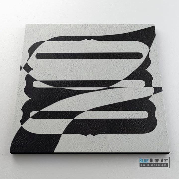 Large Abstract Painting, Oversized Black and White Wall Art Painting 3