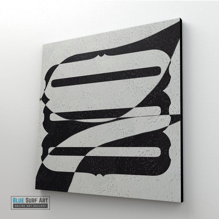 Large Abstract Painting, Oversized Black and White Wall Art Painting
