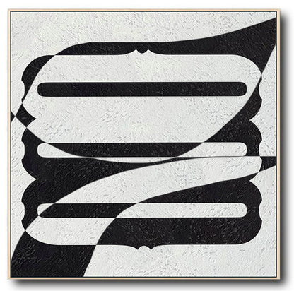 Large Abstract Painting, Oversized Black and White Wall Art Painting 1