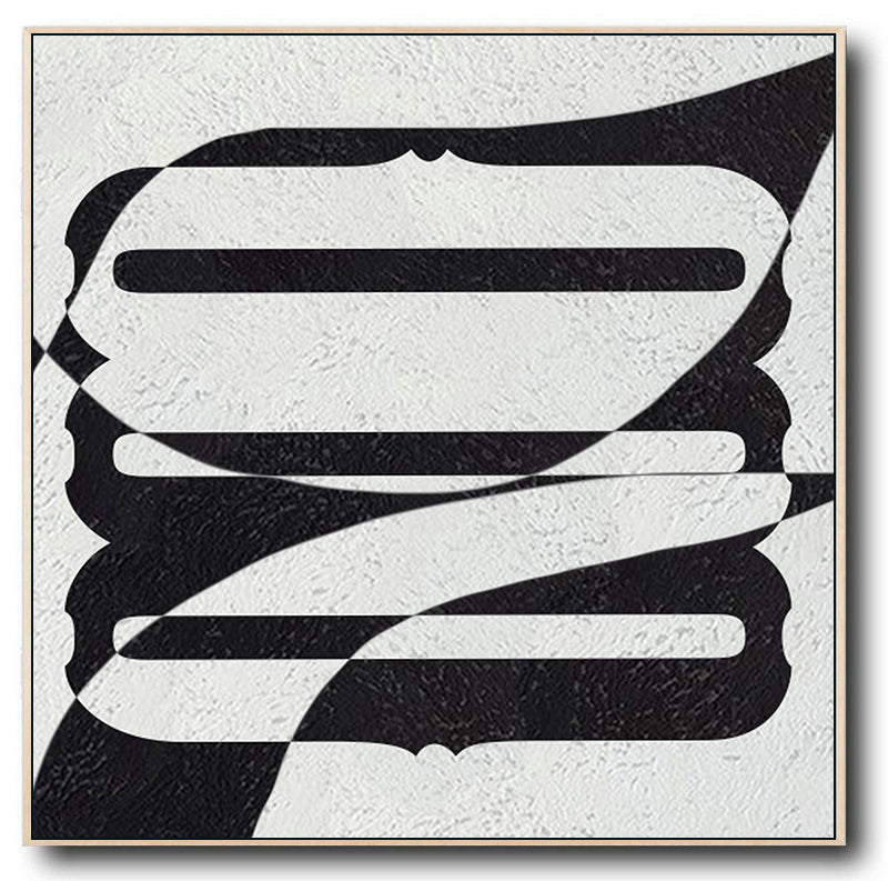 Large Abstract Painting, Oversized Black and White Wall Art Painting 1