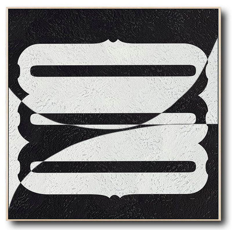 Large Abstract Painting, Oversized Black and White Wall Art Painting no. 083
