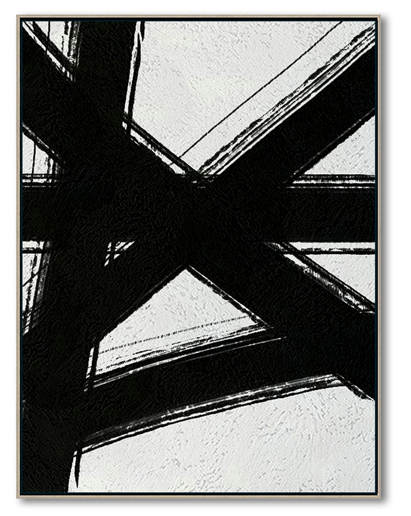 Modern Abstract Canvas Wall Art, Original Oil Painting, Black and White Living Room Wall Art Decor no. 98