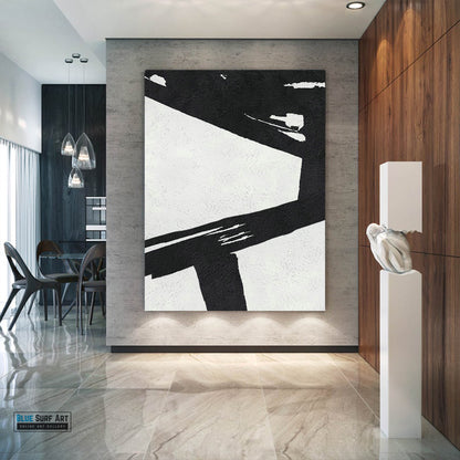 Extra Large Abstract Painting, Black and White Minimal Canvas Art Painting 3