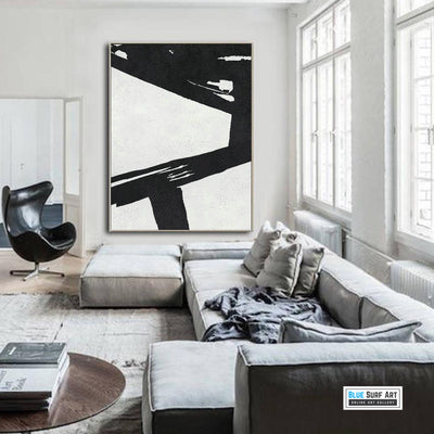 Extra Large Abstract Painting, Black and White Minimal Canvas Art Painting 2
