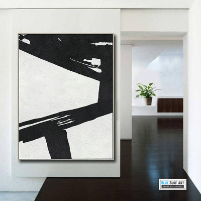 Extra Large Abstract Painting, Black and White Minimal Canvas Art Painting