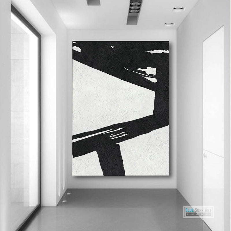 Extra Large Abstract Painting, Black and White Minimal Canvas Art Painting 5