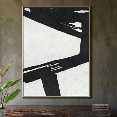 Extra Large Abstract Painting, Black and White Minimal Canvas Art Painting 4