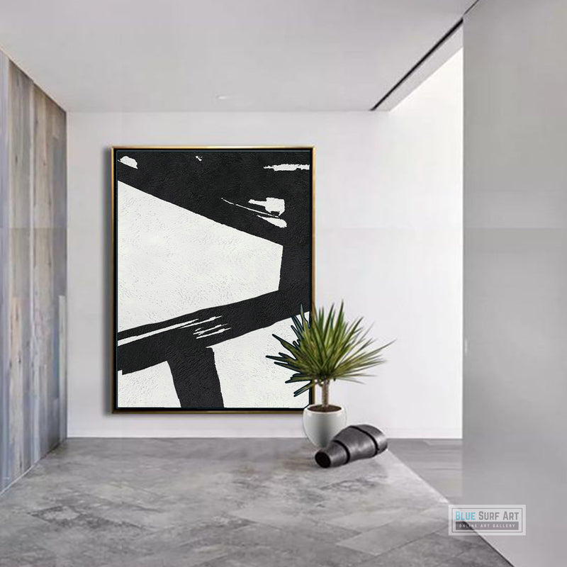 Extra Large Abstract Painting, Black and White Minimal Canvas Art Painting 6