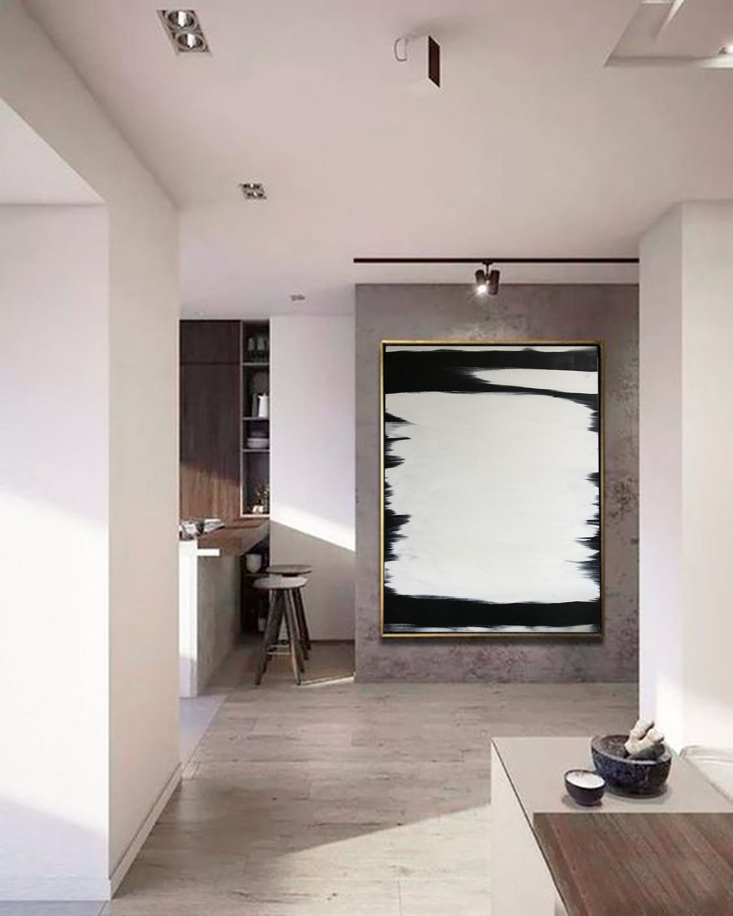 Abstract Black & White Canvas Art by Blue Surf Art Wall Art, Home Decor, Reproduction