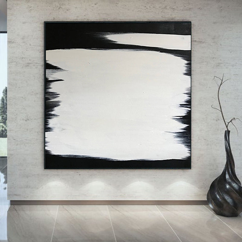 Abstract Black & White Square Size Canvas Art by Blue Surf Art Wall Art, Home Decor, Reproduction 1