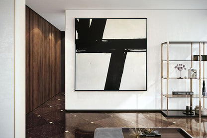 Large Abstract Black & White Square Size Canvas Art by Blue Surf Art Wall Art, Home Decor, Reproduction - living room