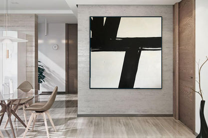 Large Abstract Black & White Square Size Canvas Art by Blue Surf Art Wall Art, Home Decor, Reproduction - modern decor