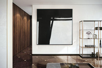 Oversized Black and White Abstract Square Canvas Art by Blue Surf Art Wall Art, Home Decor, Reproduction 1