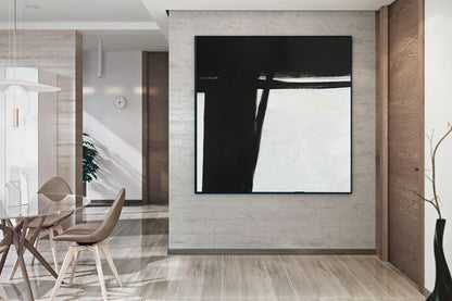 Oversized Black and White Abstract Square Canvas Art by Blue Surf Art Wall Art, Home Decor, Reproduction 2