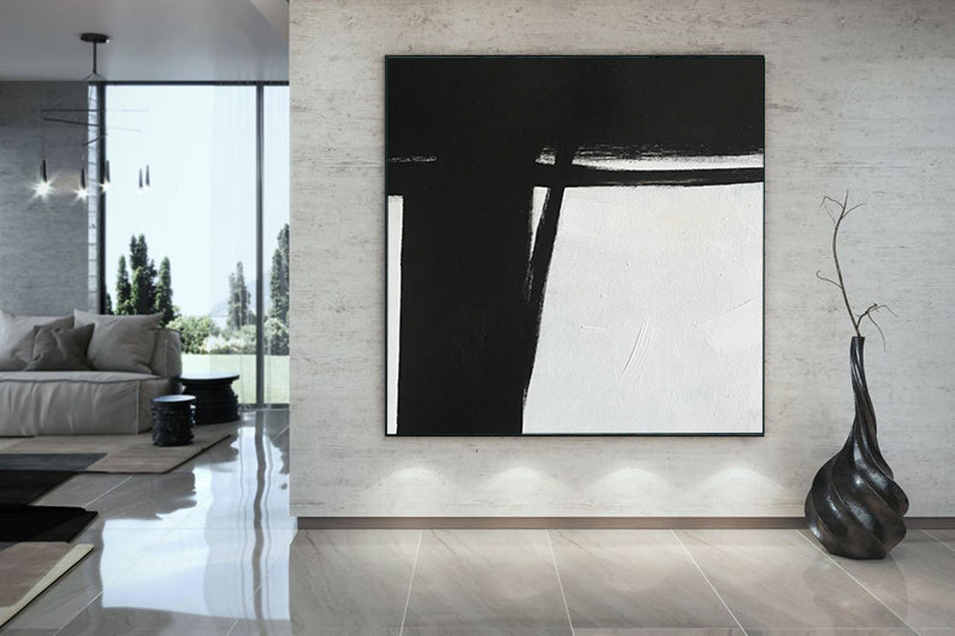 Oversized Black and White Abstract Square Canvas Art by Blue Surf Art Wall Art, Home Decor, Reproduction 4