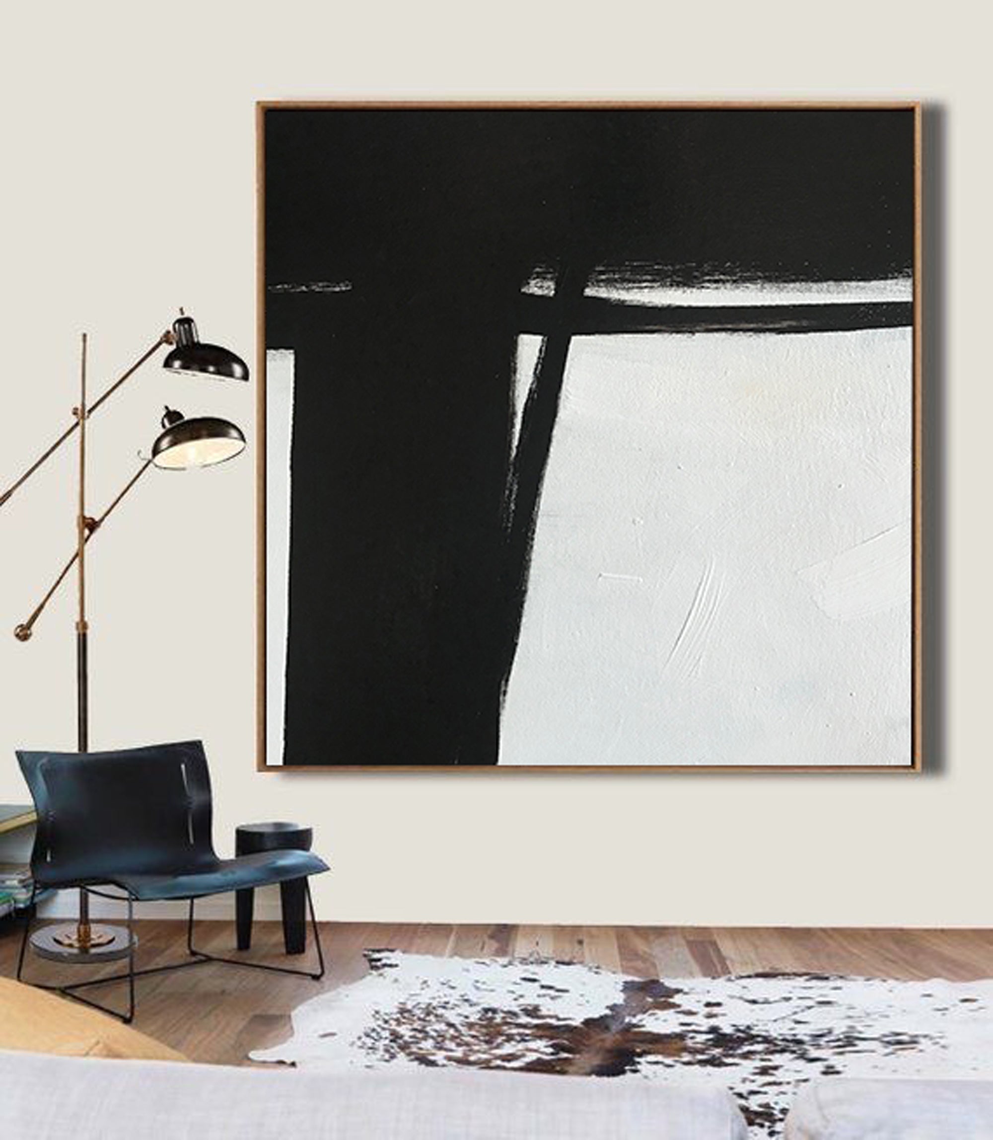 Oversized Black and White Abstract Square Canvas Art by Blue Surf Art Wall Art, Home Decor, Reproduction 5