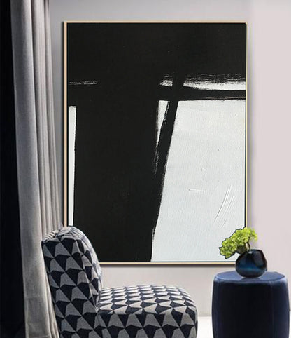 Oversized Abstract Black & White - Portrait Dimension Canvas Art by Blue Surf Art Wall Art, Home Decor, Reproduction - modern room decor