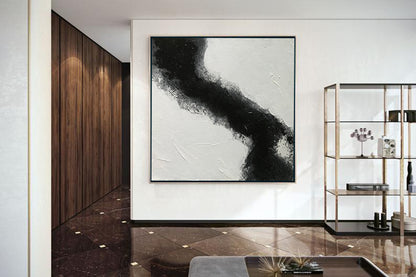 Large Abstract Black & White Square Size, Textured Abstract Art, Minimalist Art Canvas Art by Blue Surf Art Wall Art, Home Decor, Reproduction - 5