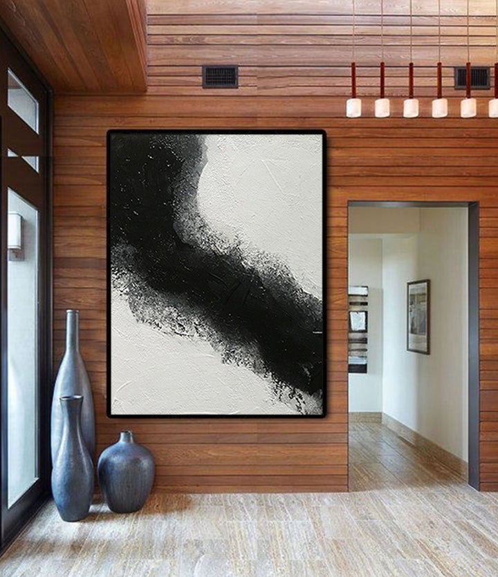 Abstract Painting Extra Large Black & White - Portrait Dimension Canvas Art by Blue Surf Art Wall Art, Home Decor, Reproduction - art wall idea