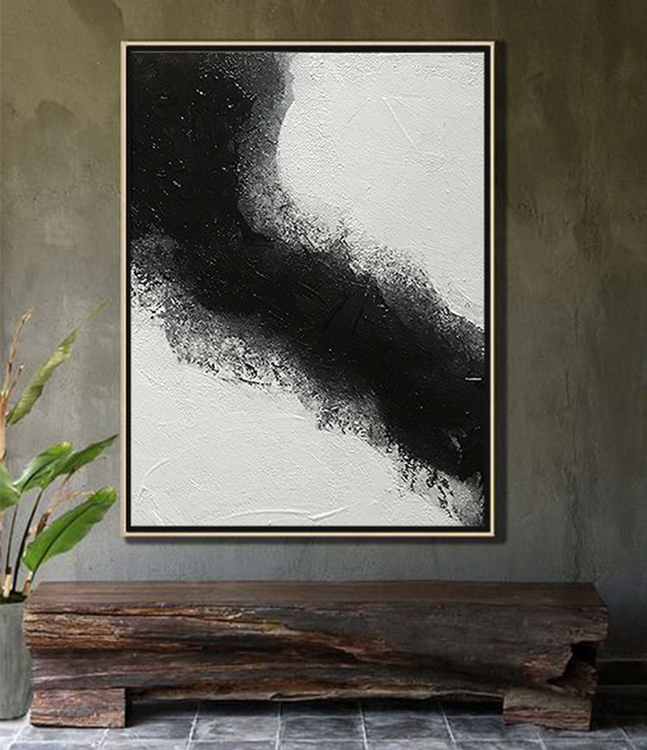 Abstract Painting Extra Large Black & White - Portrait Dimension Canvas Art by Blue Surf Art Wall Art, Home Decor, Reproduction - modern decor