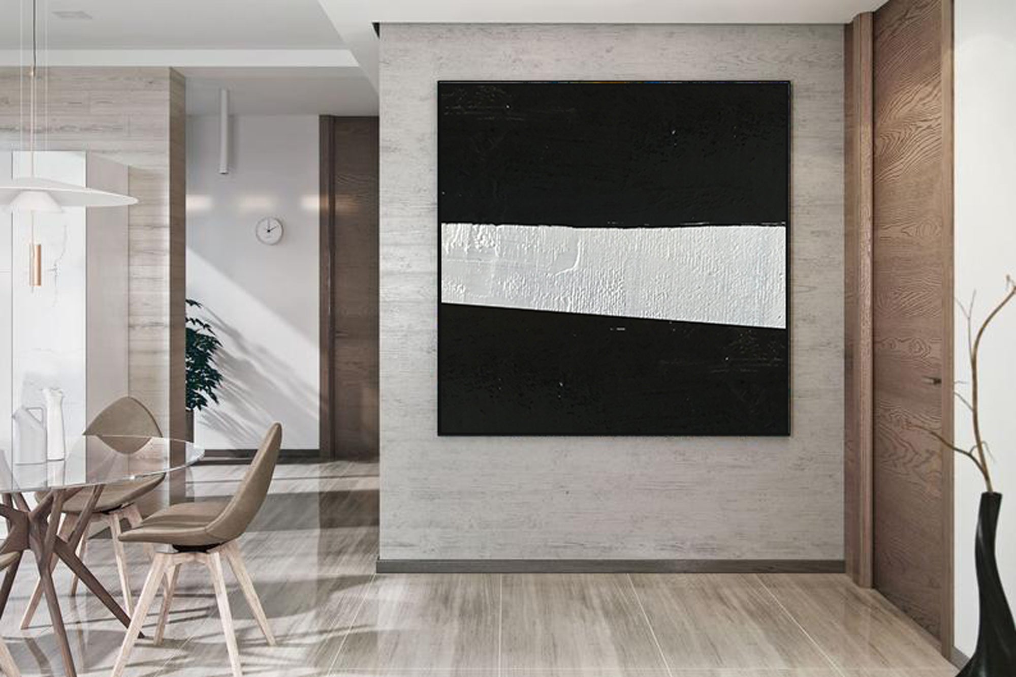 Extra Large Textured Painting On Canvas, Oversized Minimal Black and White Painting, Big Canvas Painting
